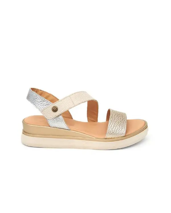 Shimmering Mixed-Metal Flatform Sandals