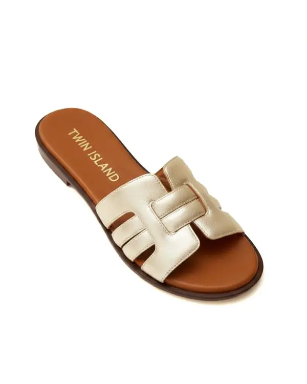 Metallic Cut-Out Flat Slides with Cushioned Band