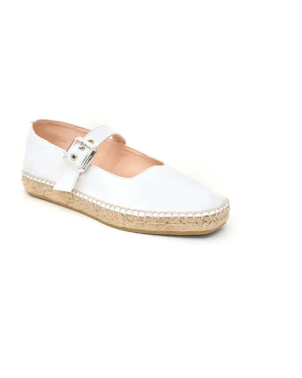 Leather Mary Jane Espadrille Ballerinas