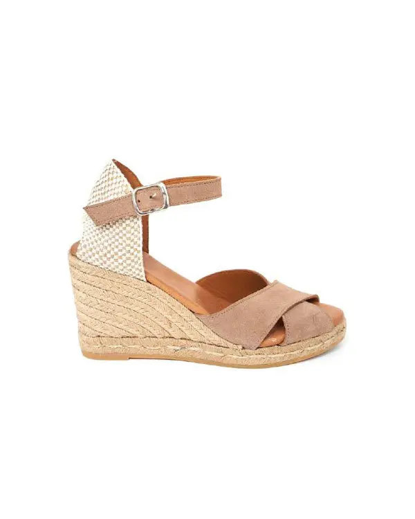 High Jute-Wrapped Wedge with Suede Straps and Woven Heel