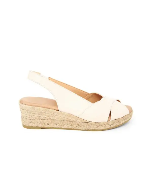 Woven Jute Heel Peep-Toe Leather Sandals