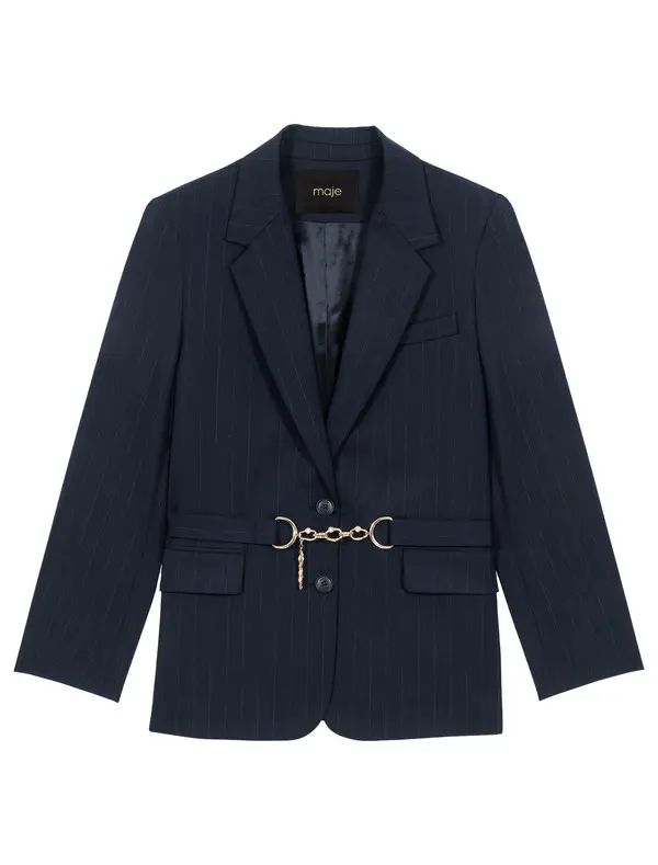 Striped Suit Jacket with Chain Closure Image