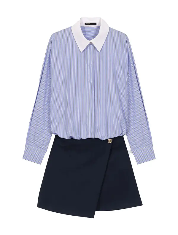 2-in-1 Striped Shirt Dress
