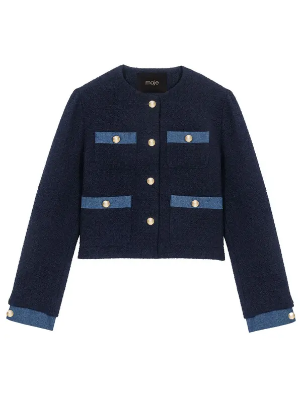 Tweed Jacket With Denim Trim Image
