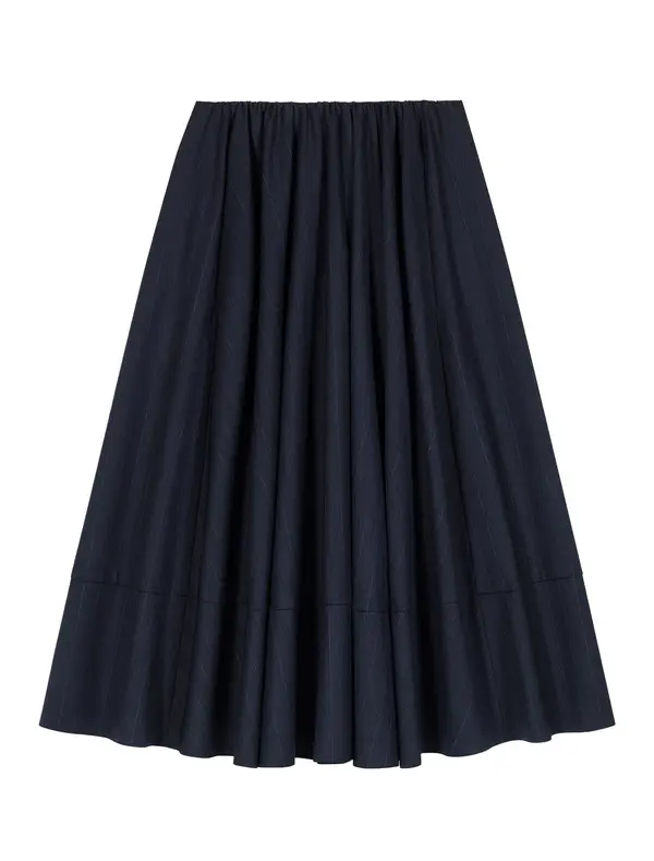 Striped Tailored Midi Skirt Image