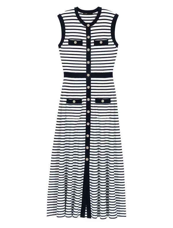 Breton Stripe Knit Maxi Dress