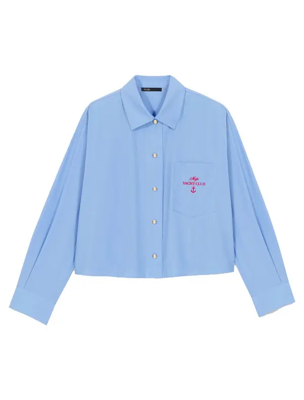 Pleated Back Embroidered Shirt