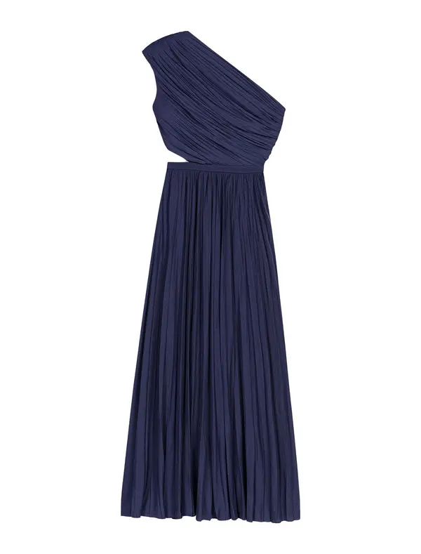 Asymmetrical Pleated Maxi Dress