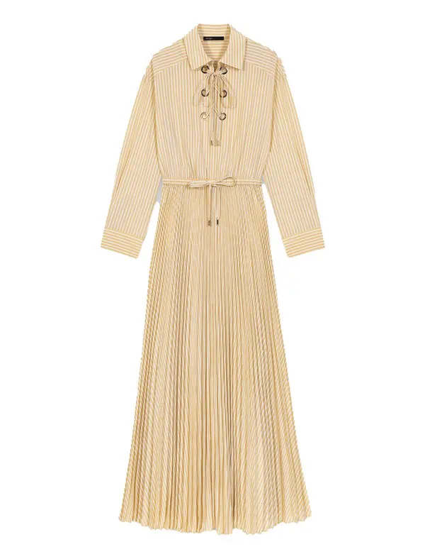 Eyelet Pleated Maxi Dress