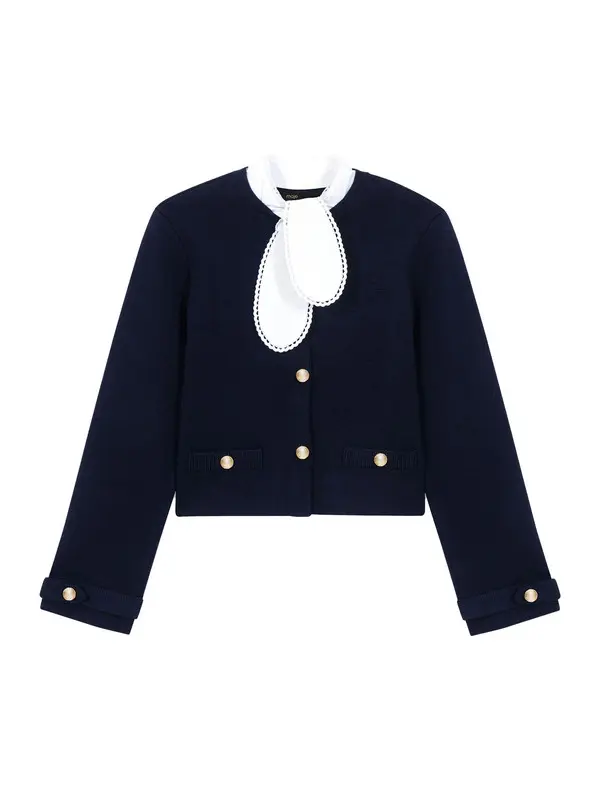 Detachable Embroidered Collar Cardigan