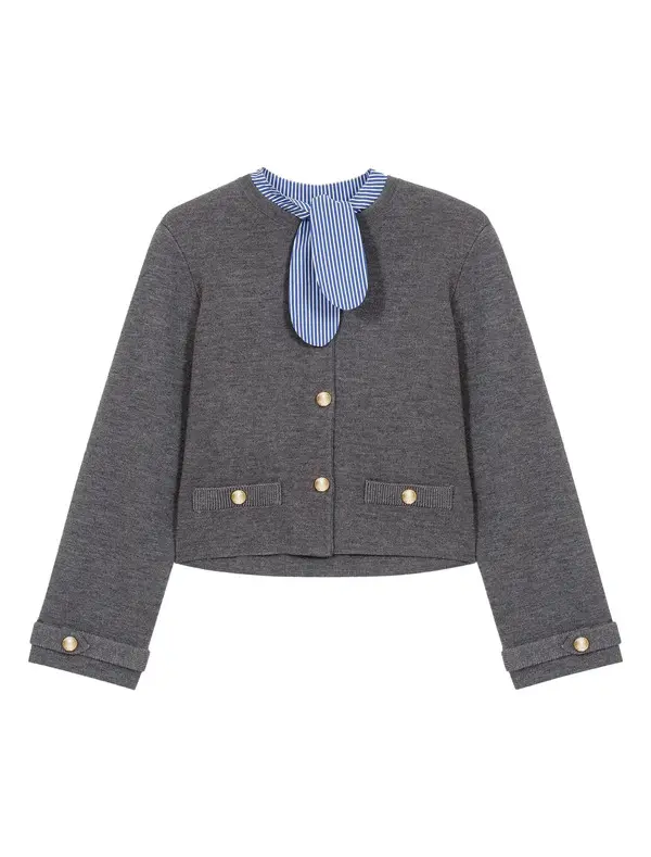 Removable Striped Collar Cardigan Image