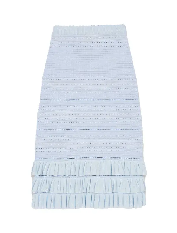 Long Ruffled Knit Skirt Image