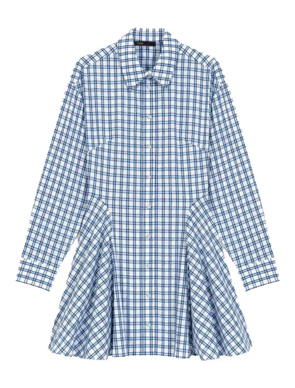 Rhinestone-Trim Cotton Shirt Dress