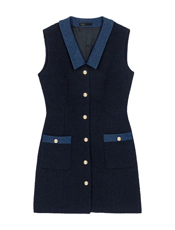 Tweed Dress With Denim Details