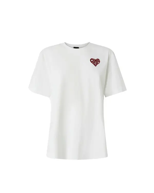 Short Sleeve T-shirt with Rrhinestoned Amore Lettering