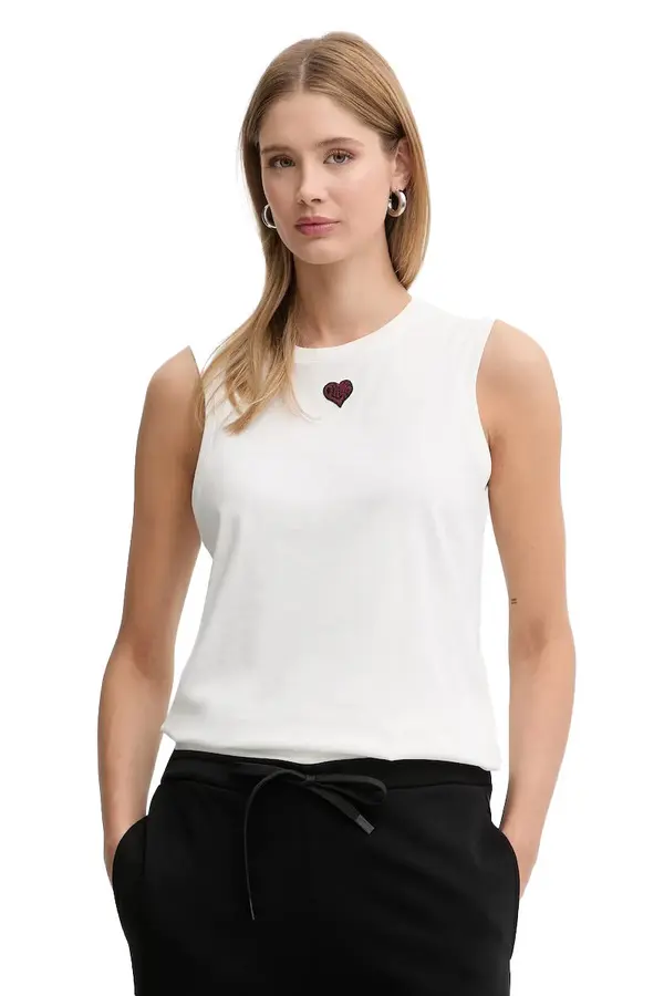 Sleeveless Top with Middle Heart  Print