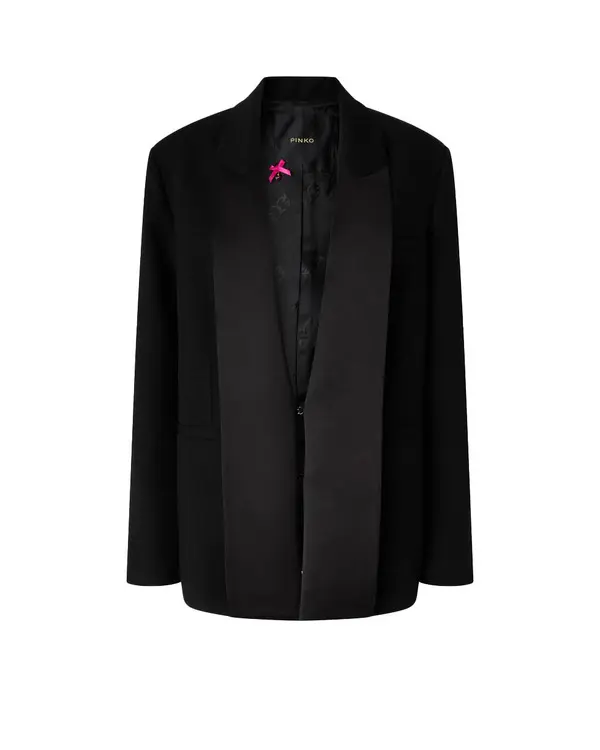 Slub Fabric Jacket with Satin Lapels Image