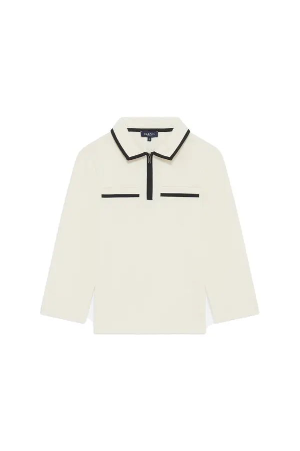 Straight Cotton Blend Top with Classic Collar