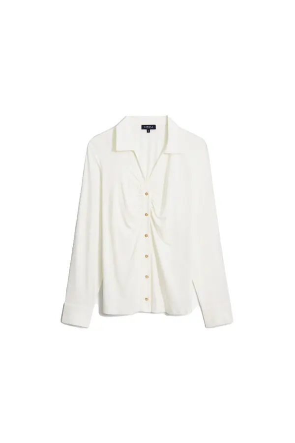 Ruched Button-Down Blouse