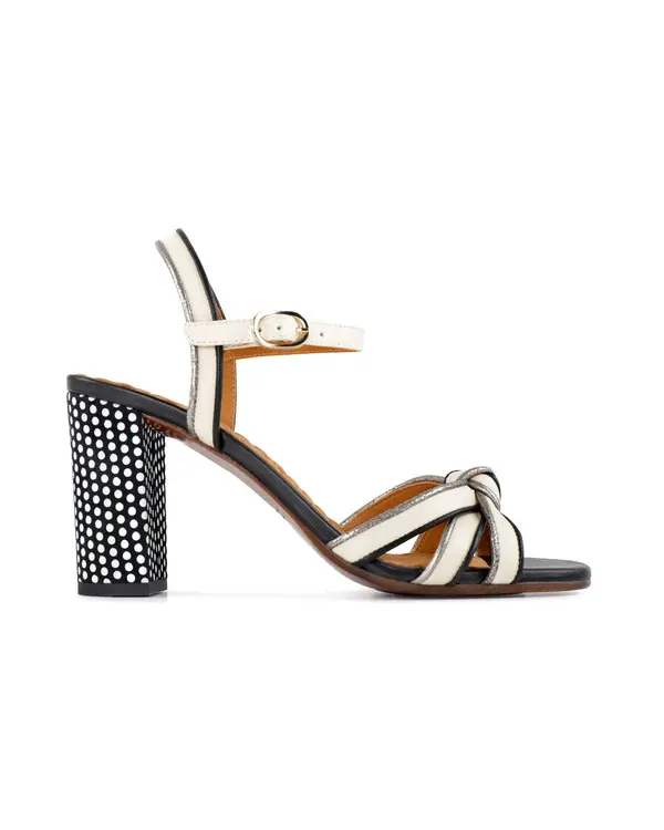Retro-Chic Polka Dot Block Heel Sandals