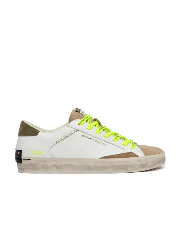 Distressed Army Green Leather Sneakers