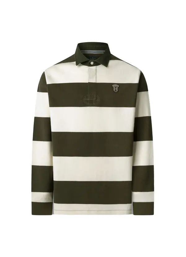 Classic Fit Long Sleeve Stripe Rugby Polo