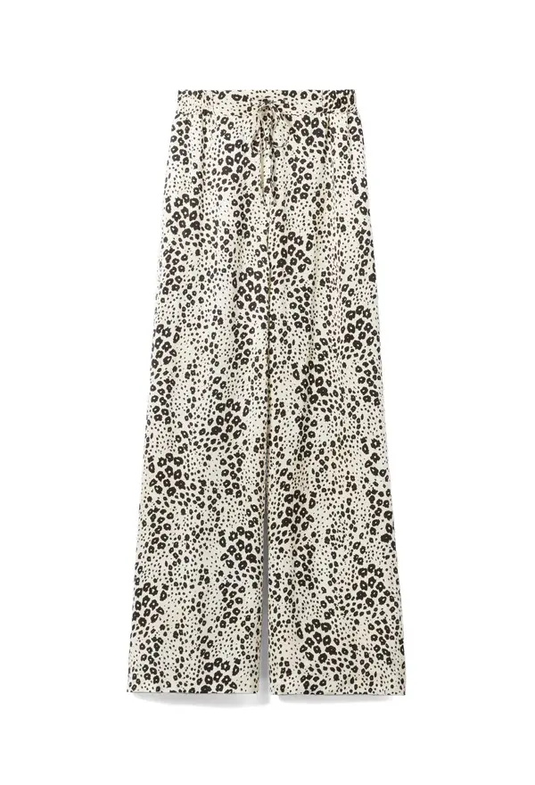 Animal Print Satin Wide Leg Trousers