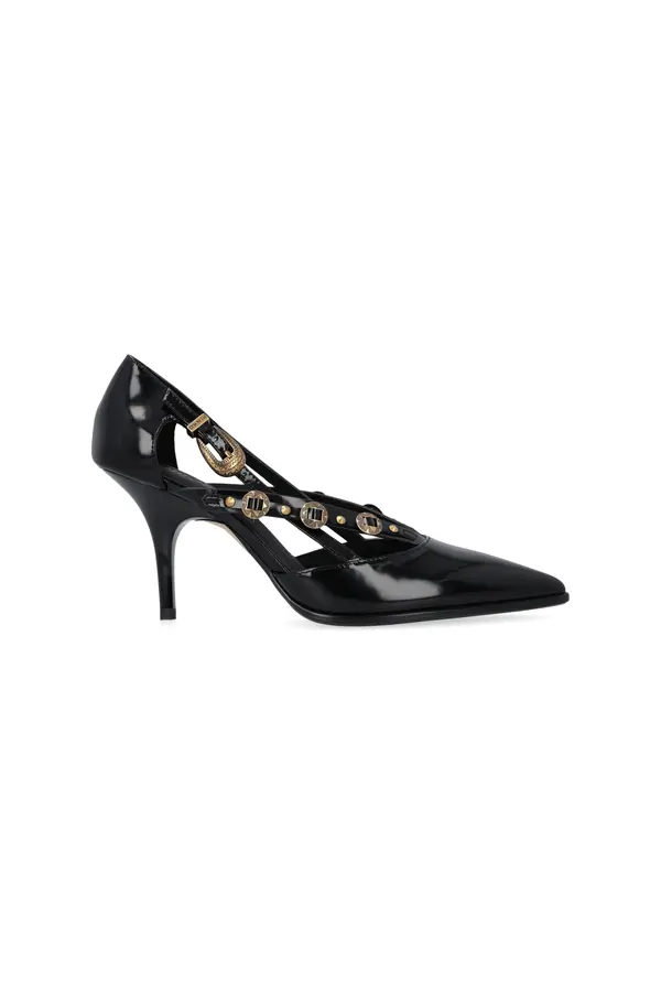 Pointed-Toe Buckle Strap Pump
