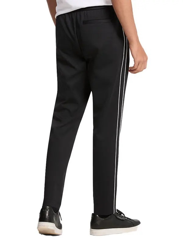 Contrast Piping Stretch Nylon Track Pants