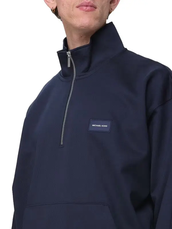 Quarter Zip Up Sweatshirt with Logo Patch