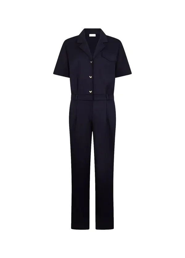 Short Sleeve Buttoned Jumpsuit