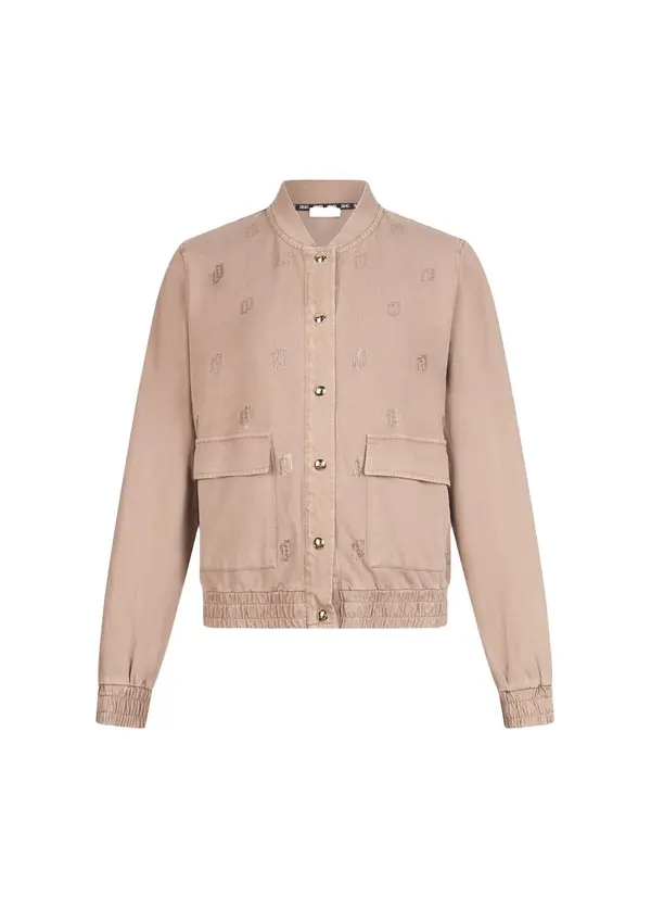 Faded Jersey Jacket with Rhinestones Logos