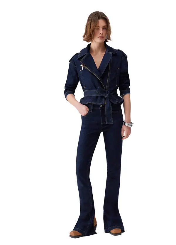 Denim Jacket With Belt