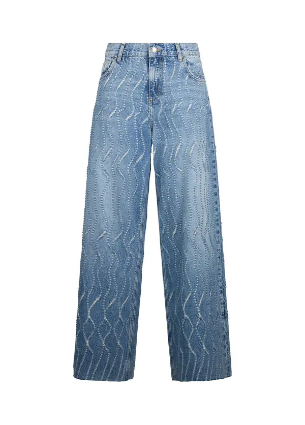 Flared Jeans With Laser-Etched Details