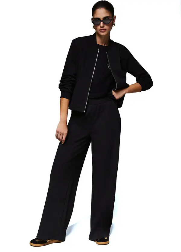 Zip-up Sweatshirt with Flared Trouserd Set