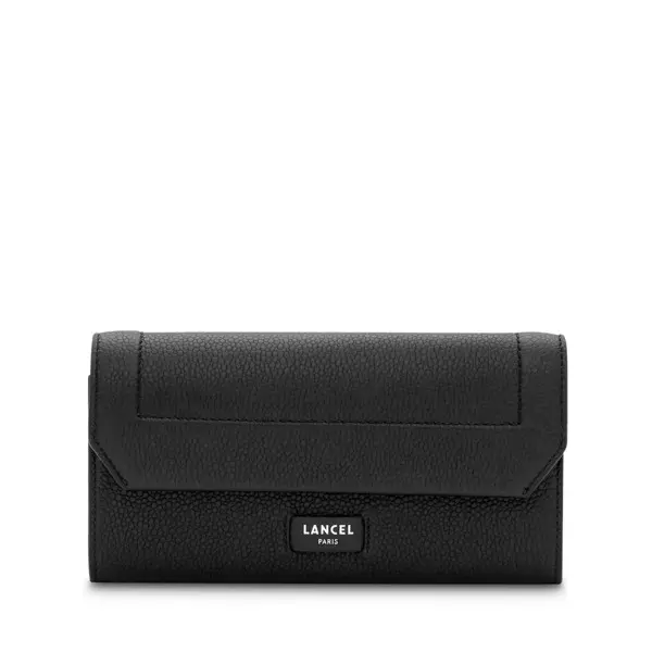 Slim Flap Leather Wallet - Black Image