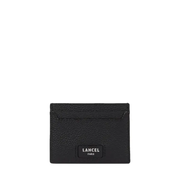 Black Grained Leather Card Holder
