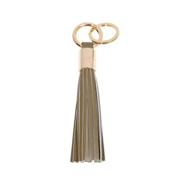 Khaki Leather Tassel Keychain