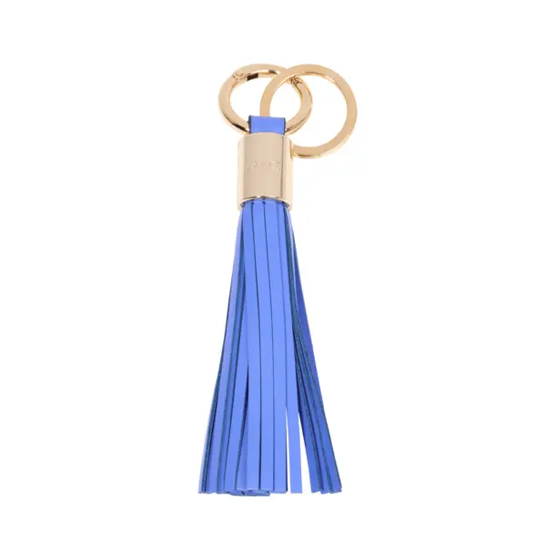 Blue Leather Tassel Keychain