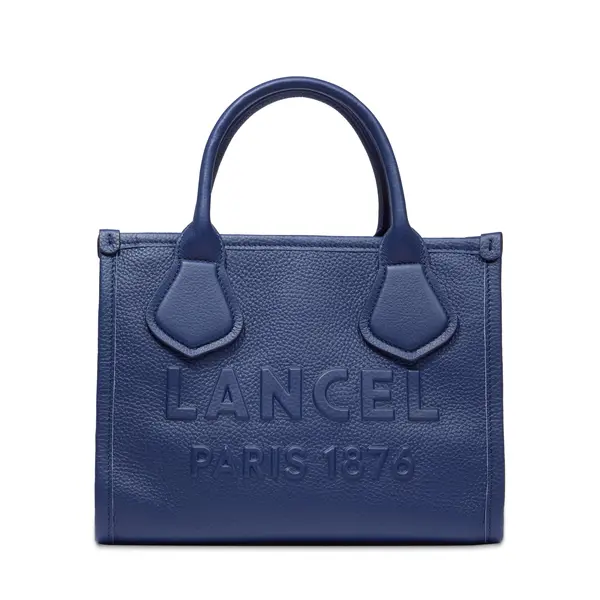 Navy Grained Leather Mini Tote Bag Image