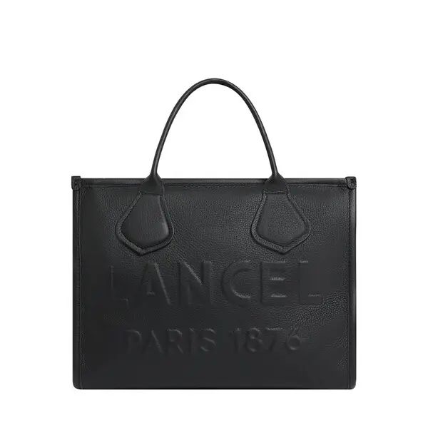 Black Medium Grained Leather Tote Bag