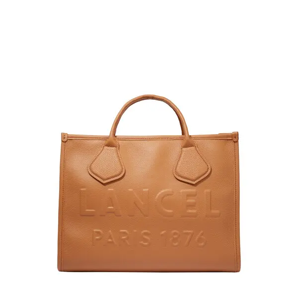 Camel Medium Grained Leather Tote Bag Image