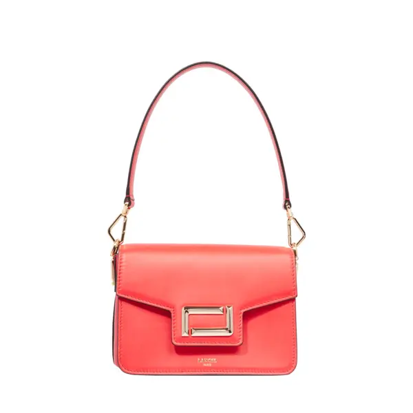 Red Small Smooth Cowhide Leather Flap Shoulder Bag