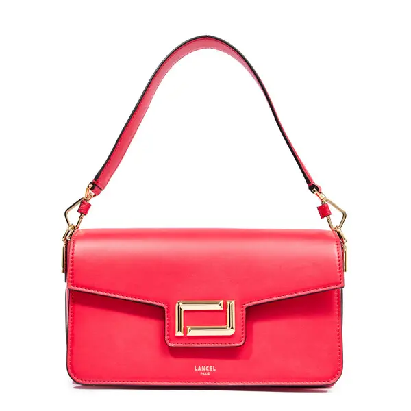 Red Medium Smooth Cowhide Leather Flap Shoulder Bag