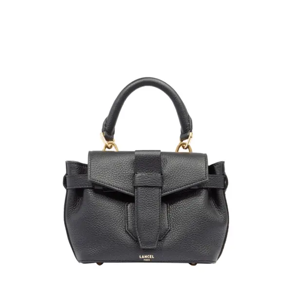 Black Grained Leather Mini Handbag