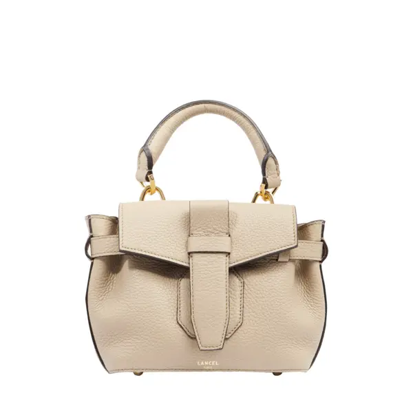 Beige Grained Leather Mini Handbag