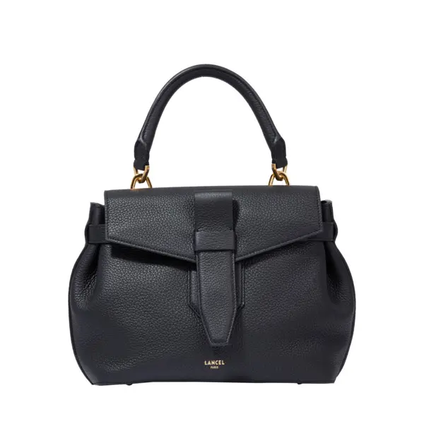 Black Grained Leather Small Handbag