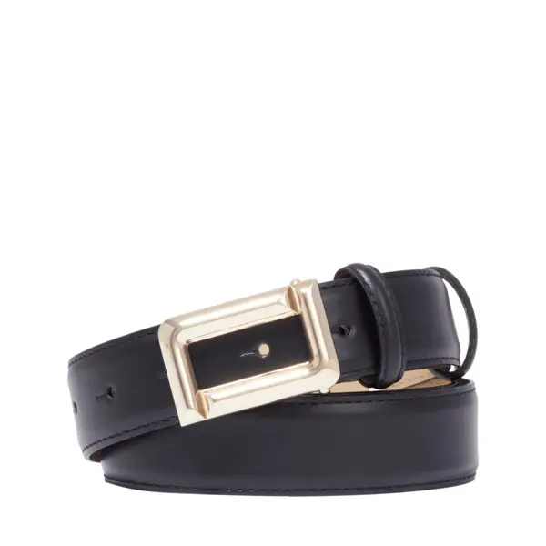 Black Smooth Leather Angele Belt
