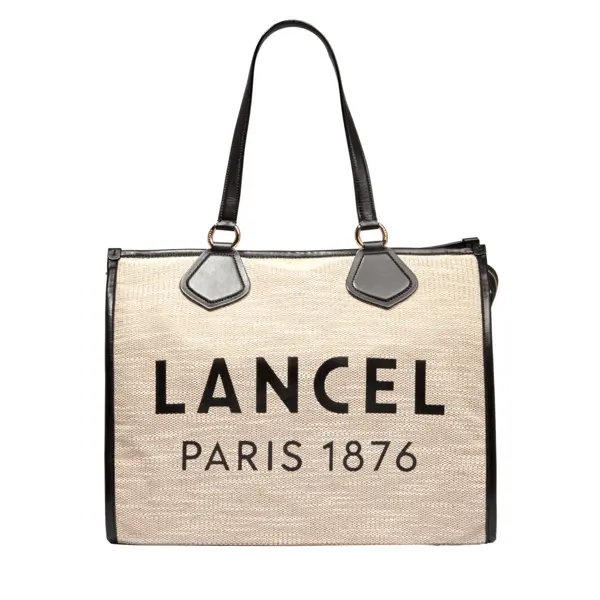 Natural Black Large Logo Print Tote Bag Image