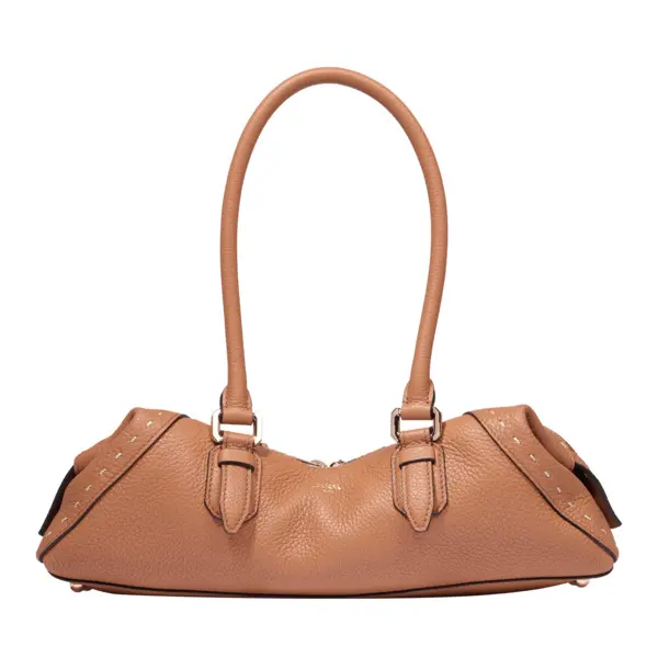 Camel Charlie Long Leather Shoulder Bag